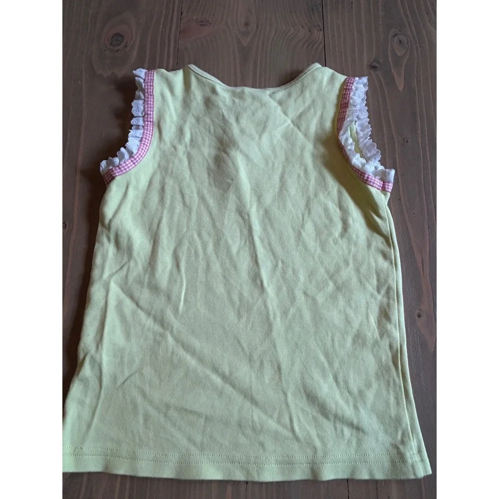 Kk 17 Gymboree Girls Vintage Frog Embroidered Tank Top Yellow Green Size L 5 6